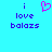 Pixelated text and a heart symbol on a cyan background, with purple lettering for 'i love balaiz' and pink outline for the heart.