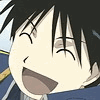 Anime character with black spiky hair and closed eyes smiling widely in a of nine showing varying mouth shapes