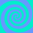 Four spiral patterns arranged in a , each with alternating cyan and blue concentric rings forming clockwise spirals on a solid background