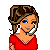 Pixel art buddy icon featuring a woman in red with brown hair and blue eyes, next to red text 'Heart Breaker' above a broken heart symbol on white background.