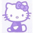 Pixelated purple Hello Kitty icon with bow, seated pose, and white face on light background.