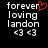 Pixelated text reads 'forever loving landon' with two heart symbols below, one red heart symbol appears above 'forever' in the first frame.