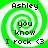 Green and white spiral background with black text reading "Ashley you know I rock <3" in four identical