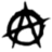 Black and white pixelated icon with a circular shape containing an abstract design resembling stylized letters or symbols.