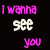 A 3x3 contact sheet of animated frames showing a text-based icon with pink and white pixelated text on black background, displaying phrases about wanting to see/hug/kiss/be with someone but not lose them.