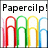 Pixelated text and colored paperclip shapes on a white background, with visible animation changes between frames.