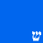 Four white pixelated shapes on a solid blue background, each distinct and positioned at corners and center of the frame.