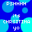 Pixelated blue background with cyan circles and repeated white text reading 'PSHHHH', 'its CHRSTINA yo' in a pattern