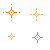 A pixelated orange and beige cross-shaped icon with four arms, each arm having a central dot and extending to four points, displayed in multiple variations of size and color intensity.