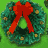 Animated sequence of Christmas wreaths with red bows on a green background, showing partial and full views of the wreath in different positions.