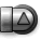 Two grayscale buddy icons display a triangular symbol inside a rounded rectangular frame with vertical bar on left; the triangle's fill changes from solid to outline between frames.