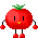A 4x3 grid of pixel-art tomato characters with green stems, black limbs, and yellow mouths in various poses across sampled frames.