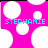 A static image with a bright pink background featuring white circular shapes and the name "STEPHANIE" in cyan pixelated text.