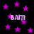 Animated icon with pink stars and 'BAM' text on black background, stars and text shift positions across frames.