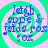 Four identical circular icons with green and white spiral backgrounds display blue text reading "Let's app & jada pos 50%" in a pixelated font.