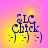 Blue pixelated text 'SLC Chiek' with a smiley face ':-( :-( :)' below, on a pink and yellow gradient background.