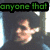 Six pixelated arranged in a display a person with dark hair and sunglasses, each containing distinct text overlays
