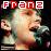 Pixelated image of a person with light hair and green earrings, mouth open in an exaggerated expression, under red 'FRANZ' text on black background.