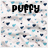 Static image with blue and gray pixelated background displaying text "puppy" top-left, "loves" top-right, and "lanabear jojo sammi" bottom-left.