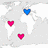 Animated sequence showing a world map with pink and blue hearts connected by dotted lines, transitioning to text reading "Love is a Battle Field".
