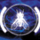 Animated contact sheet of a circular icon with white glowing outline and blue background showing sequential frame changes in the central figure's pose.