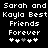 Pixelated text reads 'Sarah and Kayla Best Friends Forever' with four heart symbols below, two white hearts on the left side of a central gray heart in one view and three white hearts surrounding a central gray heart in another.