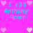 Pixelated cyan text and pink hearts on a bright magenta background, with two identical sections of text and heart arrangements.