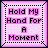 pink pixelated icons with dotted borders, displaying text phrases and small animated elements like hearts and arrows