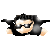 Pixelated character with black hair and sunglasses in multiple poses against gray background, showing motion across frames.