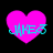 Four pink heart-shaped icons with cyan text 'JAKE' overlaid, displayed in a on a black background