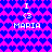 Pixel art icon with pink background and blue heart pattern, featuring repeated 'I <3 MARIA' text in white pixelated font across four positions.