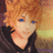 Pixelated close-up of a character with orange hair, blue eyes, and light skin wearing dark clothing against a warm-toned background.