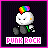 Pixelated character with rainbow hair, gray pants, green tie, and pink 'PUNK ROCK' text on dark background.