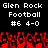 Pixelated text displays 'Glen Rock Football #6 4-0' above red pixelated crowd hands on black background.