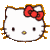 Four pixelated Hello Kitty faces with red bows, each showing distinct eye expressions against a gray background.