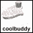 A 5x5 contact sheet of a single animated buddy icon showing progressive rotation and shape changes across 25 sampled frames, with consistent text below each frame.