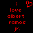 Red pixelated text and a heart symbol on a black background, with the text arranged vertically.