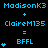 Pixelated blue text and symbols on black background with gray corner, showing repeated names and symbols in