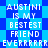Pixelated blue and white text on a checkered background with repeated phrases about friendship.