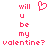 Pixelated pink text and a heart symbol arranged in two identical vertical on white background