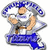 Pixelated cartoon baseball player in blue and white uniform holding bat, with text blocks reading "SPFLO TITANS BASEBALL" and "IS LIFE" on solid backgrounds.