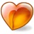 A heart-shaped icon with a gradient fill transitioning from light peach to deep orange, outlined in brown, set against a white background.