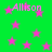 Green background with scattered pink stars and repeated pink text 'Allison' in pixelated font.