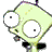 Animated contact sheet of a green cartoon alien character with large white eyes and black antennae in six distinct poses on gray background.