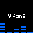 Pixelated blue audio equalizer bars and white text 'Yifans' on black background, animated with changing bar heights.