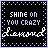 Four identical pixel-art icons arranged in a , each with black background and light purple border containing text "SHINE ON YOU CRAZY" above cursive script