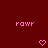 Red background with pink pixelated text 'POW' on left and right, two pink heart symbols below center.