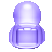 Pixelated abstract shape with rounded top and bottom sections, rendered in gradient purple hues on gray background.