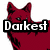 A red fox-like creature with black outlines appears in four , each with different text overlays: Darkest, Powers, Fan, and a blank