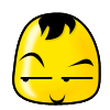 Yellow cartoon head with black hair, displaying three distinct facial expressions across a